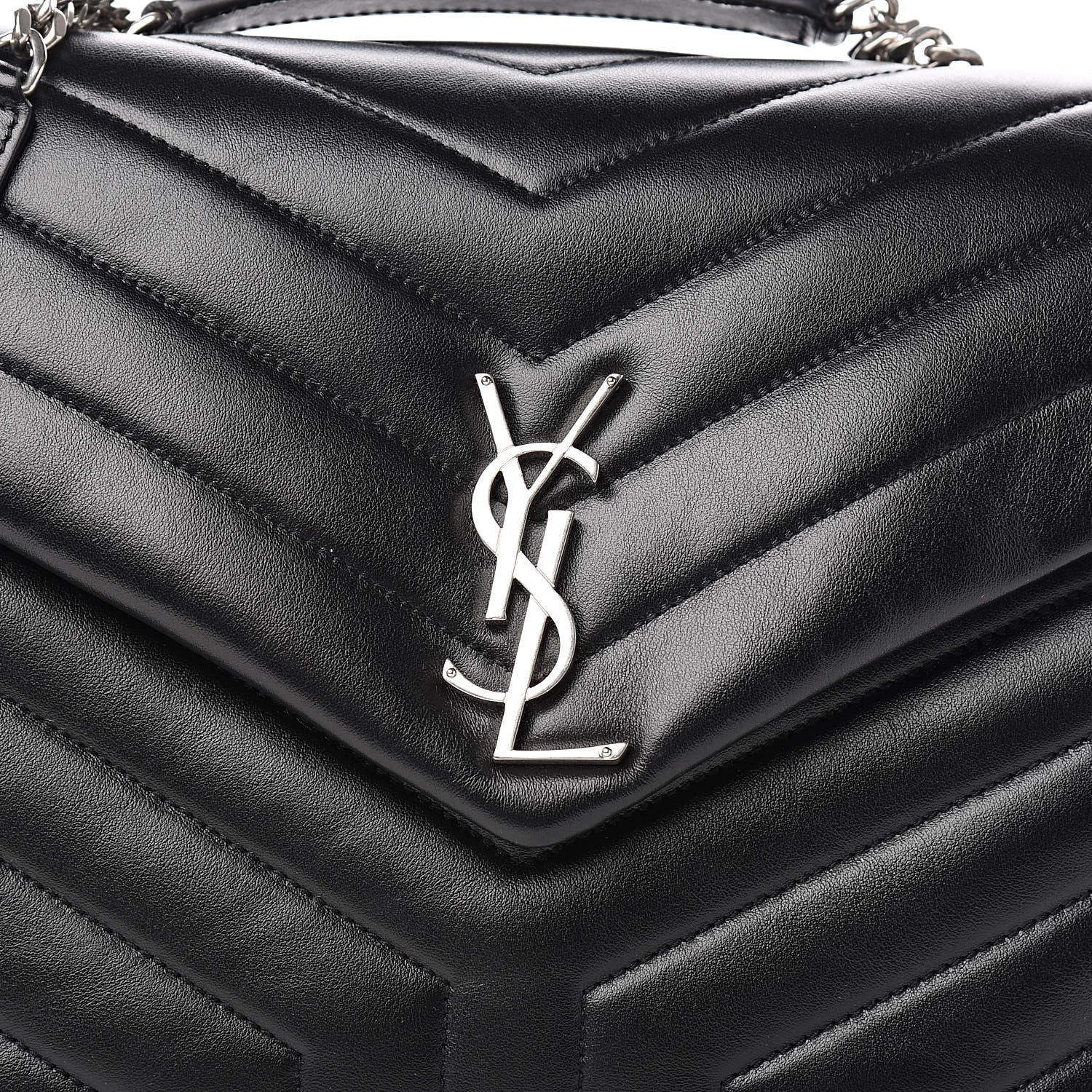 Saint Laurent Calfskin Y Quilted Monogram Medium Loulou Chain Satchel Black 12 of 12