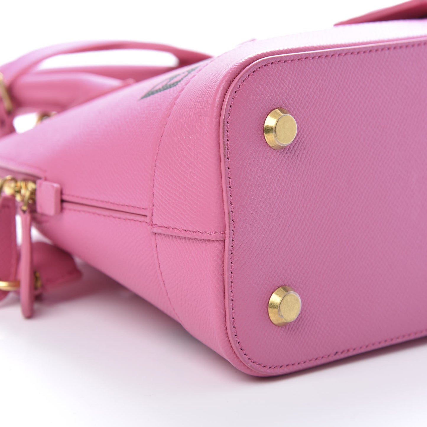 Signature Grained Calfskin S Ville Top Handle Bag Rose Bubblegum Black