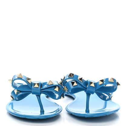Valentino Garavani PVC Jelly Rockstud Bow Thong Sandals 35 Blue 2 of 8