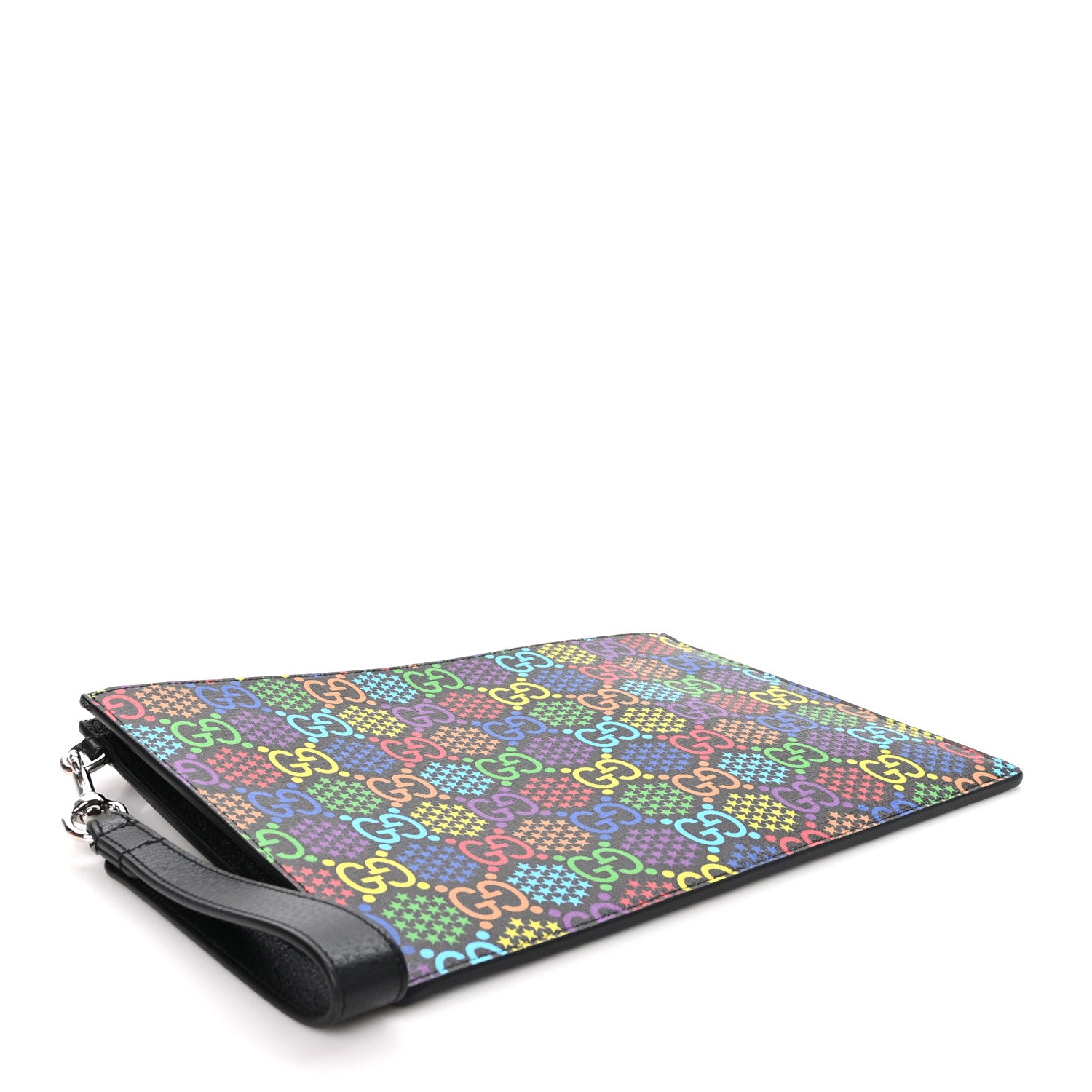 Gucci GG Supreme Monogram Psychedelic Zip Wristlet Pouch Black Multicolor 4 of 9