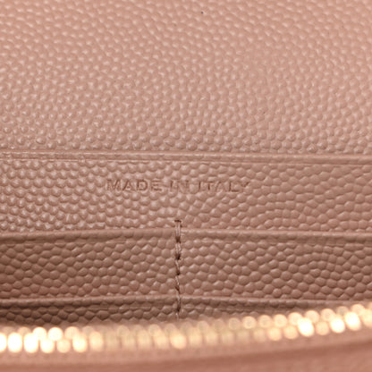 Saint Laurent Grain De Poudre Matelasse Chevron Monogram Chain Wallet Pale Blush 7 of 13
