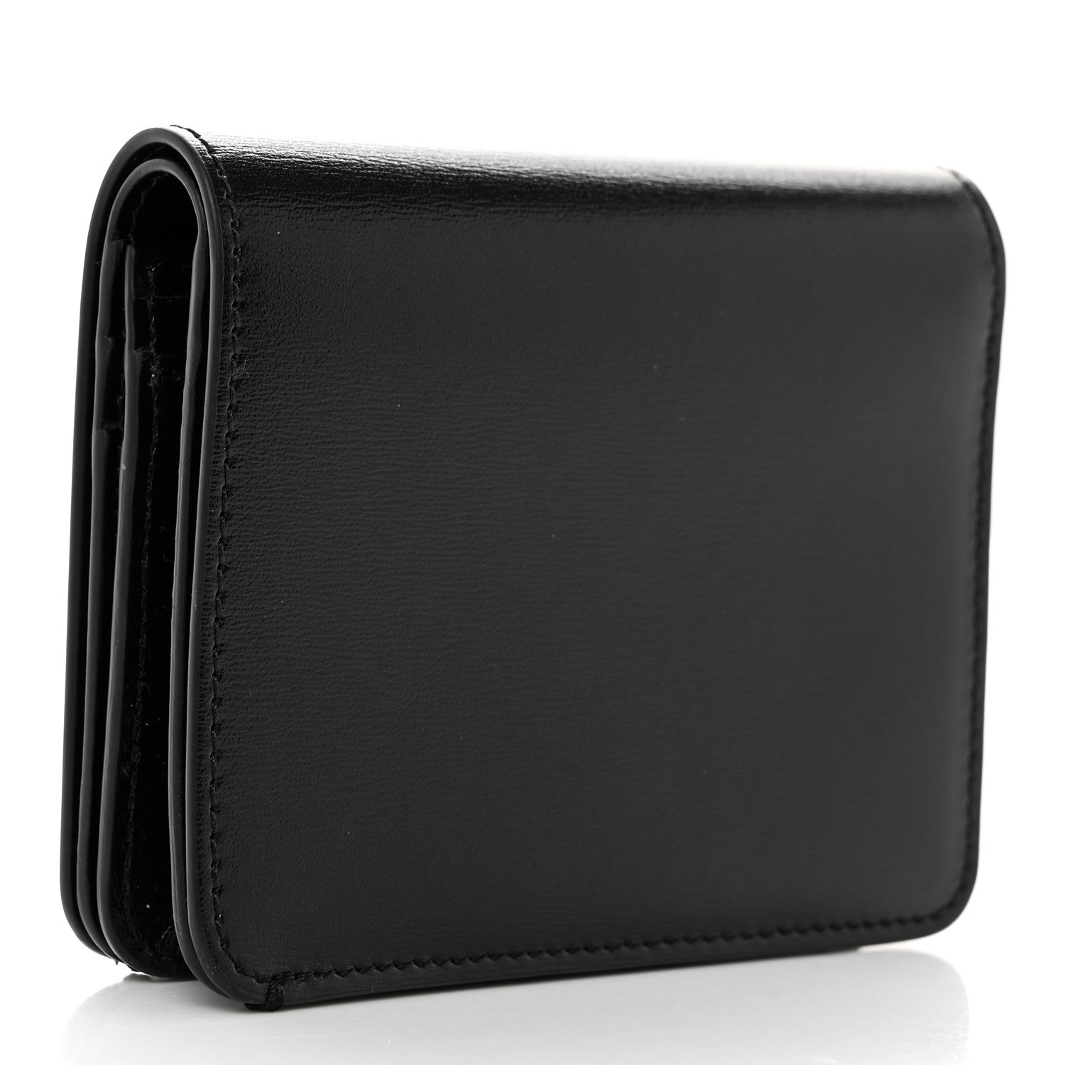 Celine Shiny Calfskin Triomphe Compact Wallet Black 3 of 8