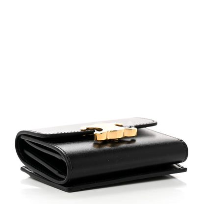 Celine Calfskin Compact Triomphe Wallet With Coin Purse Black 5 of 12