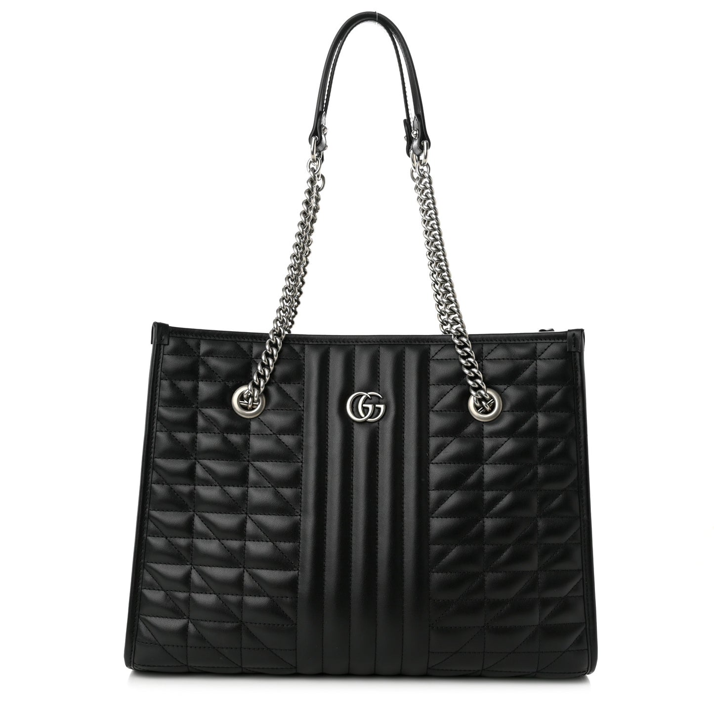 Calfskin Matelasse Aria Medium GG Marmont Shoulder Tote Black