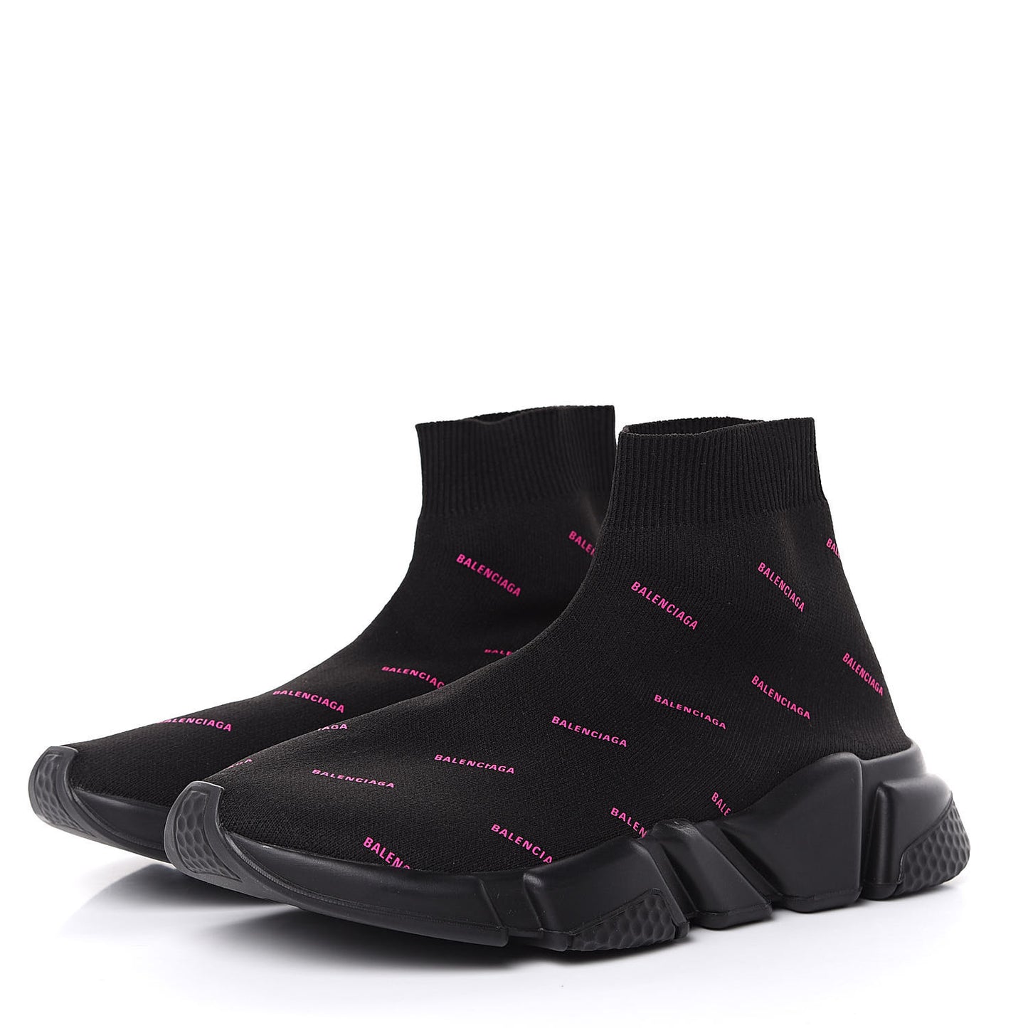 Neoprene Knit Allover Logo Womens Speed Sneakers 38 Black Fuchsia