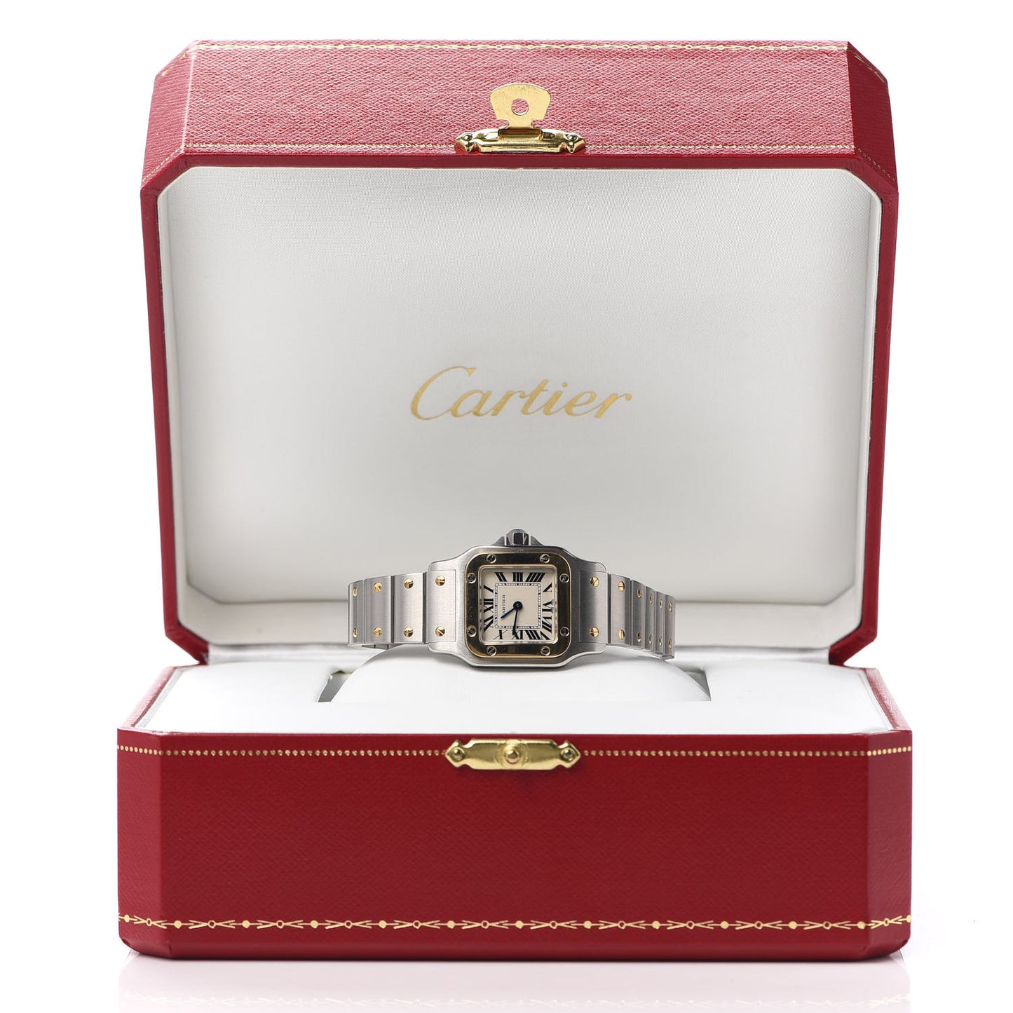 Stainless Steel 18K Yellow Gold 24mm Santos De Cartier Galbee Quartz Watch
