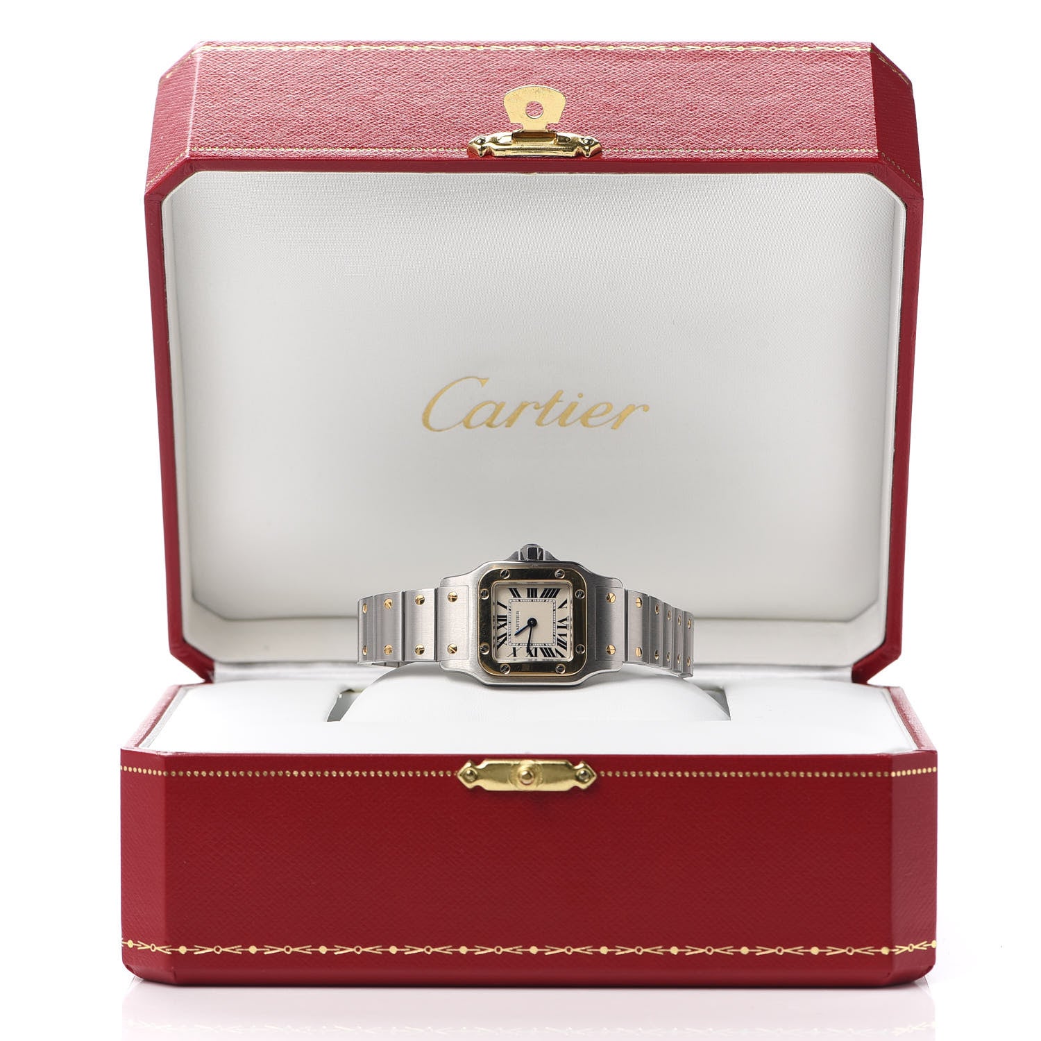 Cartier Stainless Steel 18K Yellow Gold 24mm Santos De Cartier Galbee Quartz Watch 7 of 7
