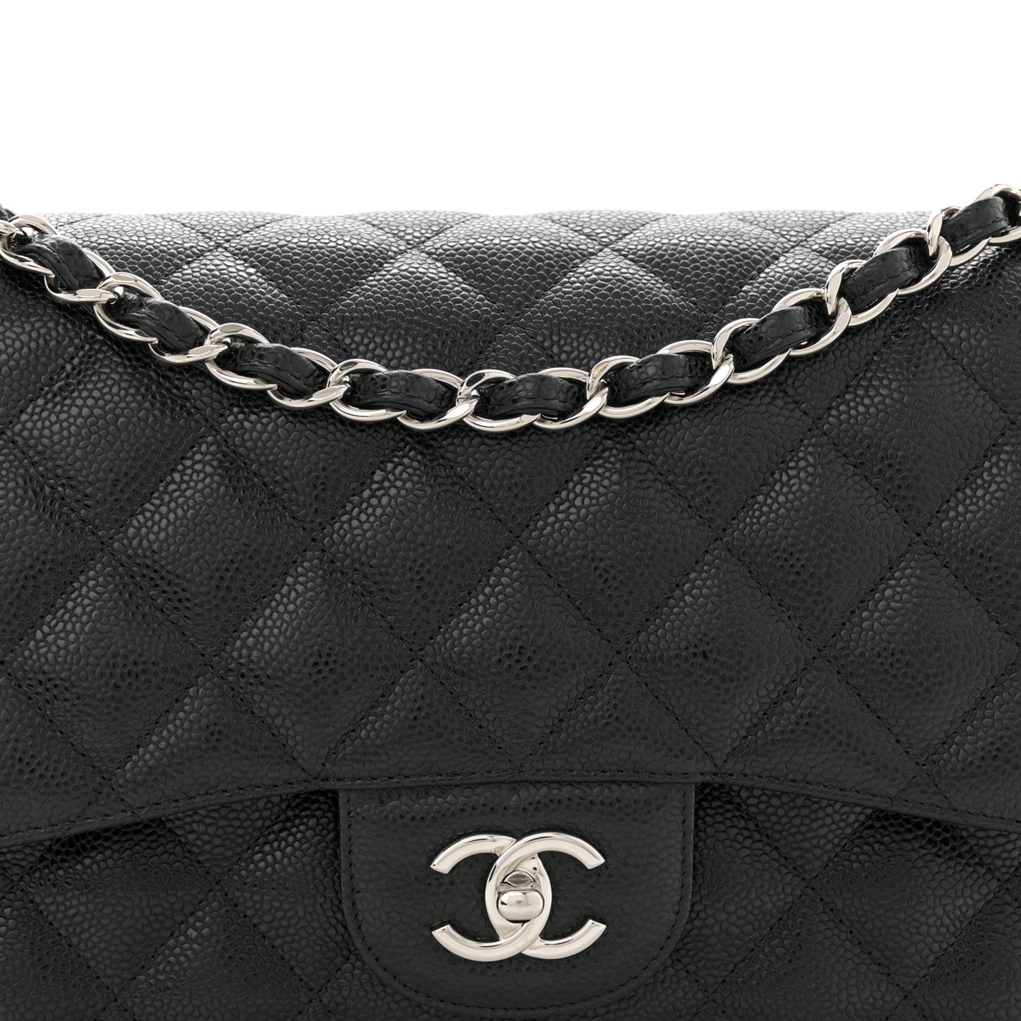 Caviar Quilted Jumbo Double Flap Black