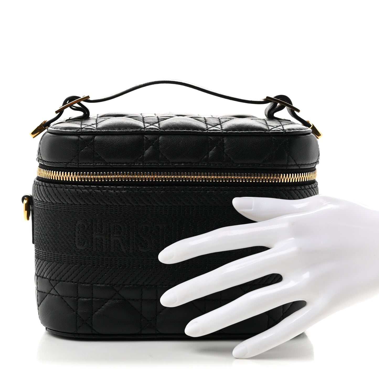 Lambskin Cannage Small Diortravel Vanity Case Black