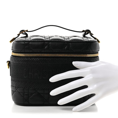 Christian Dior Lambskin Cannage Small Diortravel Vanity Case Black 2 of 6