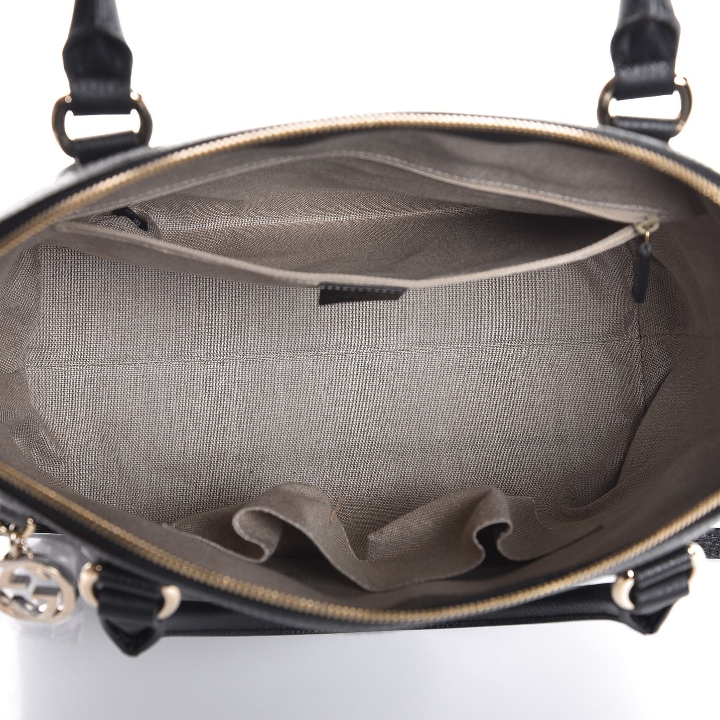 Dollar Calfskin GG Charm Dome Satchel Black