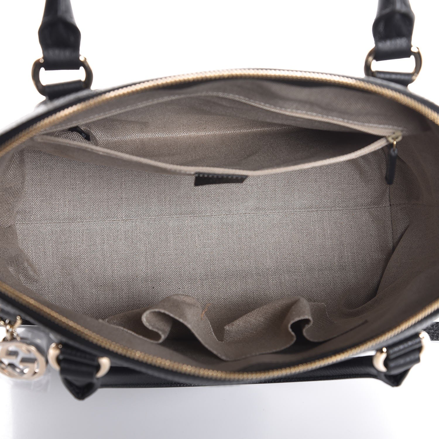 Gucci Dollar Calfskin GG Charm Dome Satchel Black 5 of 7