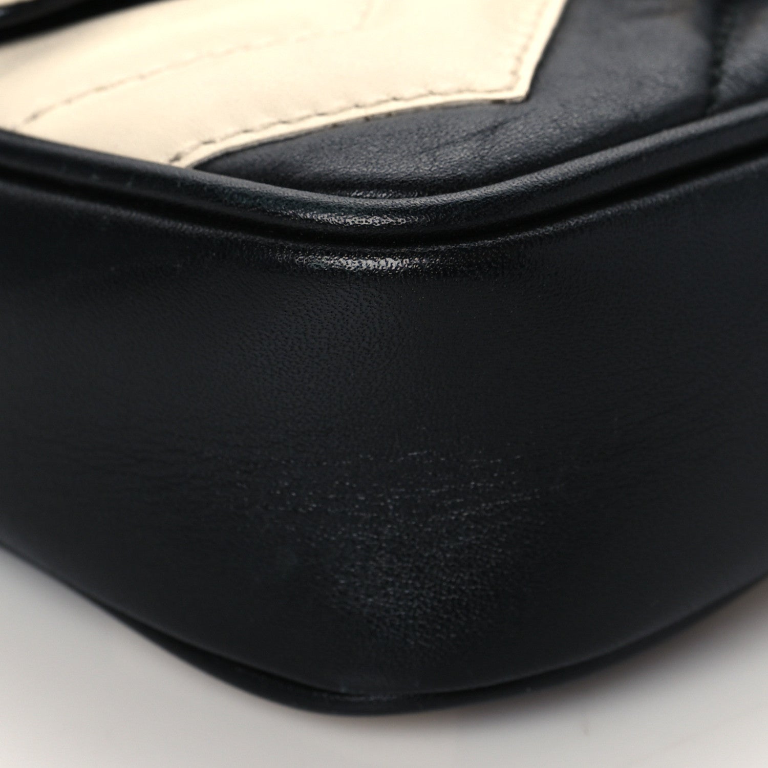 Gucci Calfskin Matelasse Super Mini GG Marmont Shoulder Bag Black White 9 of 10