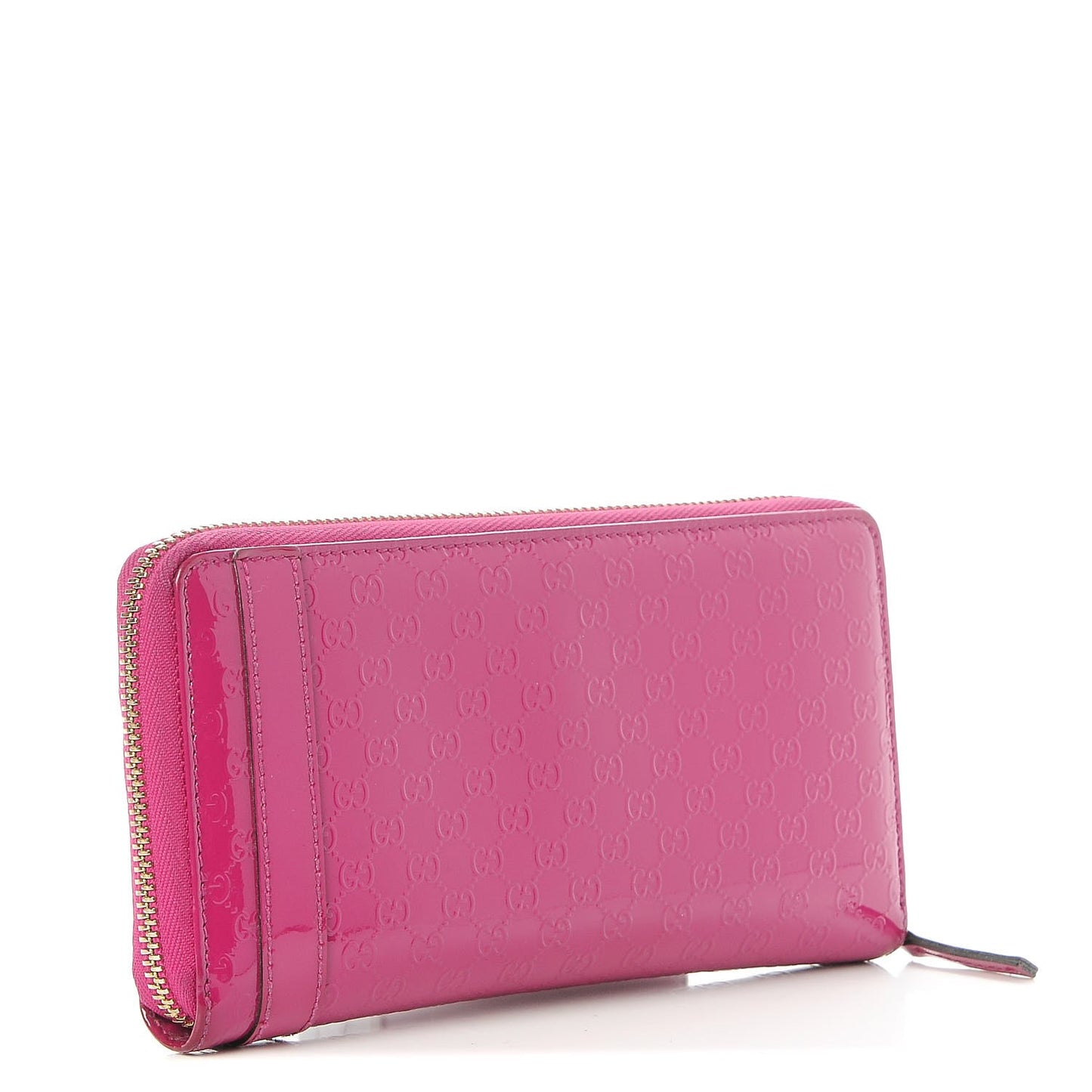 Patent Microguccissima Nice Zip Around Wallet Bright Bouganville