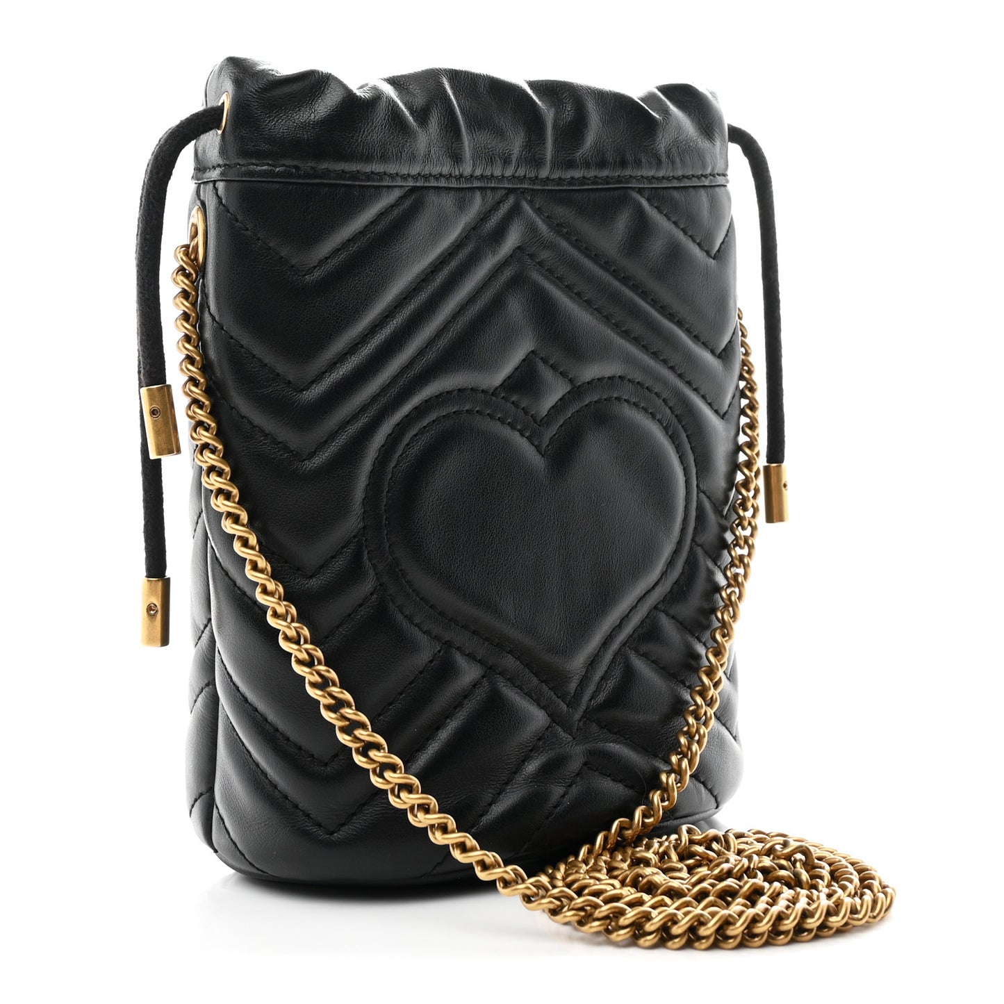Calfskin Matelasse Mini GG Marmont 2.0 Bucket Bag Black