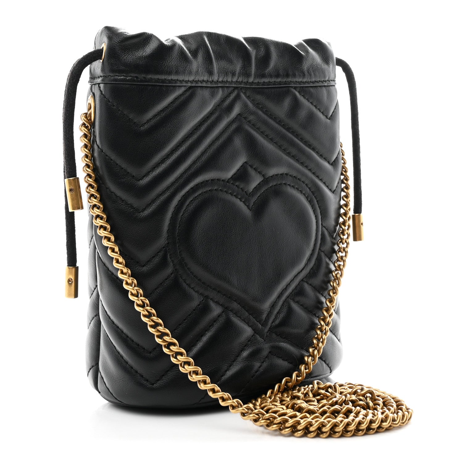 Gucci Calfskin Matelasse Mini GG Marmont 2.0 Bucket Bag Black 3 of 11