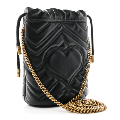 Gucci Calfskin Matelasse Mini GG Marmont 2.0 Bucket Bag Black 3 of 11