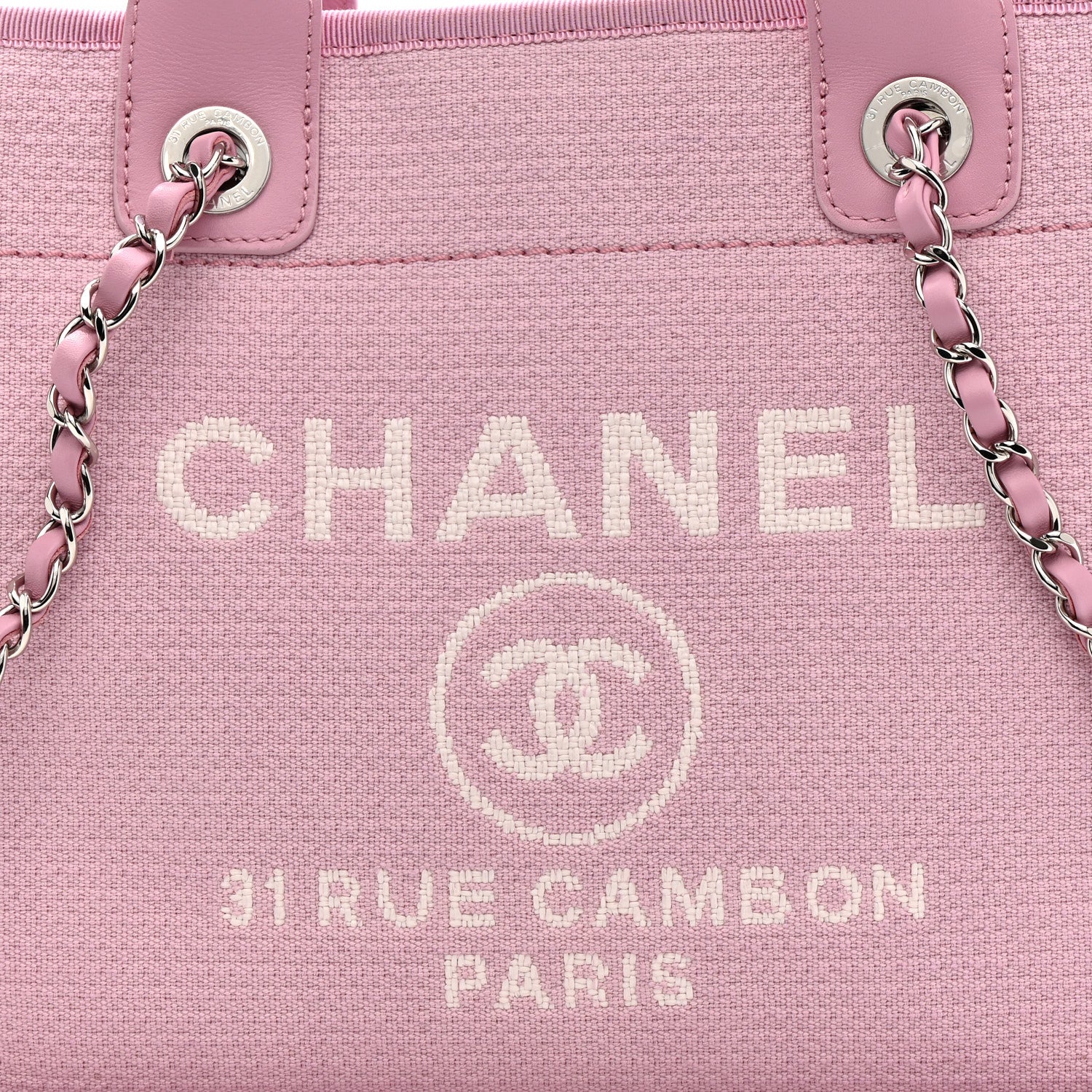 Chanel Mixed Fibers Small Deauville Tote Dark Pink 9 of 12