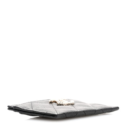 Chanel Caviar Quilted Hammered CC Card Holder Black 4 of 9