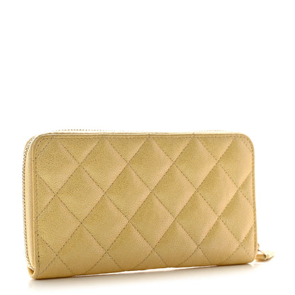 Chanel Iridescent Caviar Quilted Medium Zip Around Wallet Yellow 3 of 13