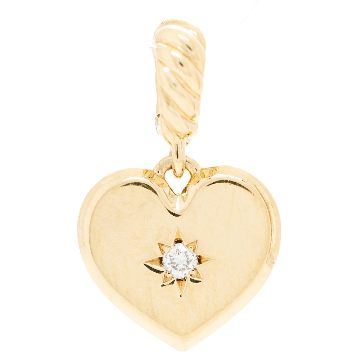 18K Yellow Gold Diamond Compass Heart Pendant