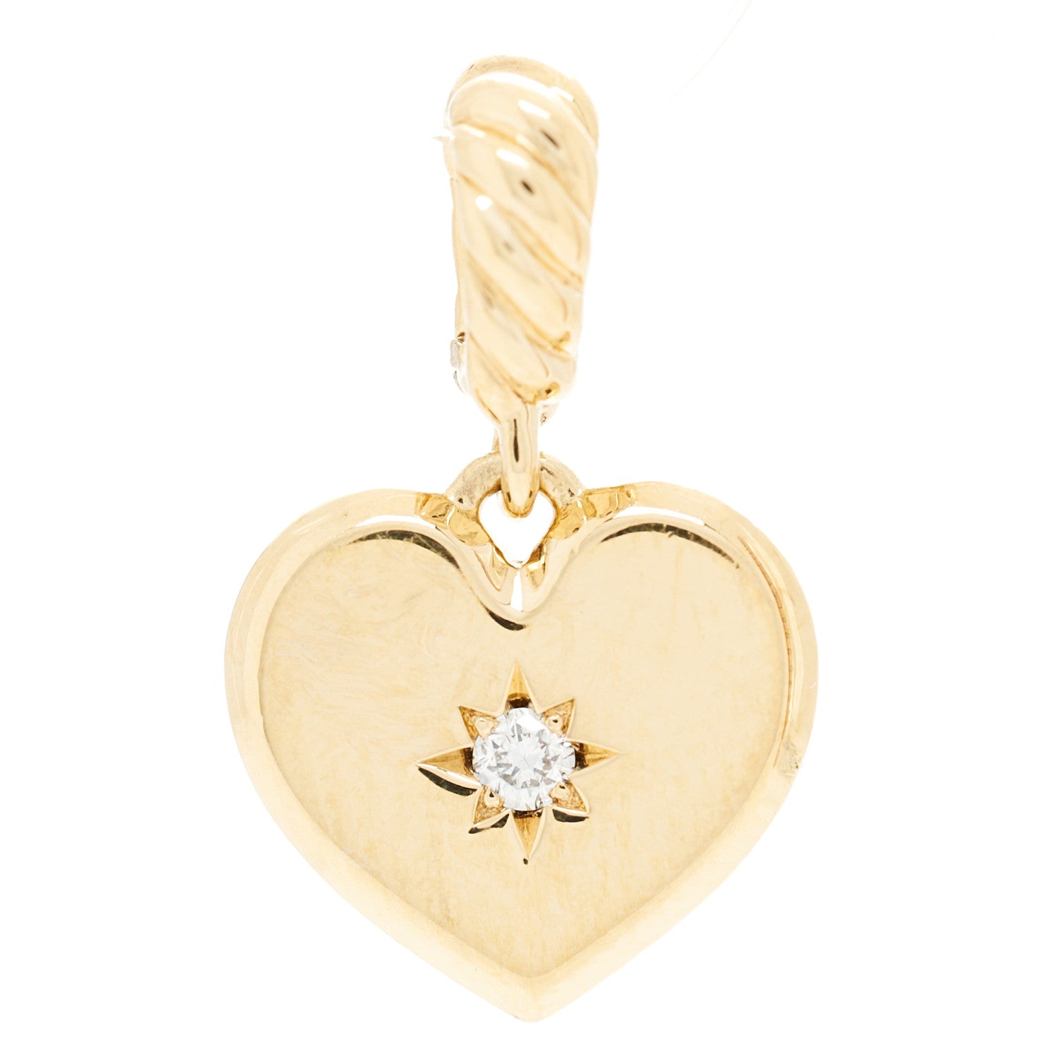 David Yurman 18K Yellow Gold Diamond Compass Heart Pendant 1 of 3