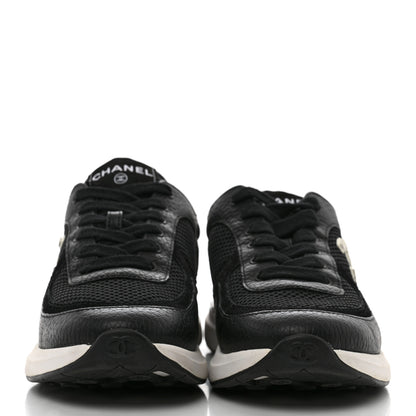 Chanel Calfskin Mesh Lycra Suede Womens Logo Sneakers 36 Black 2 of 8