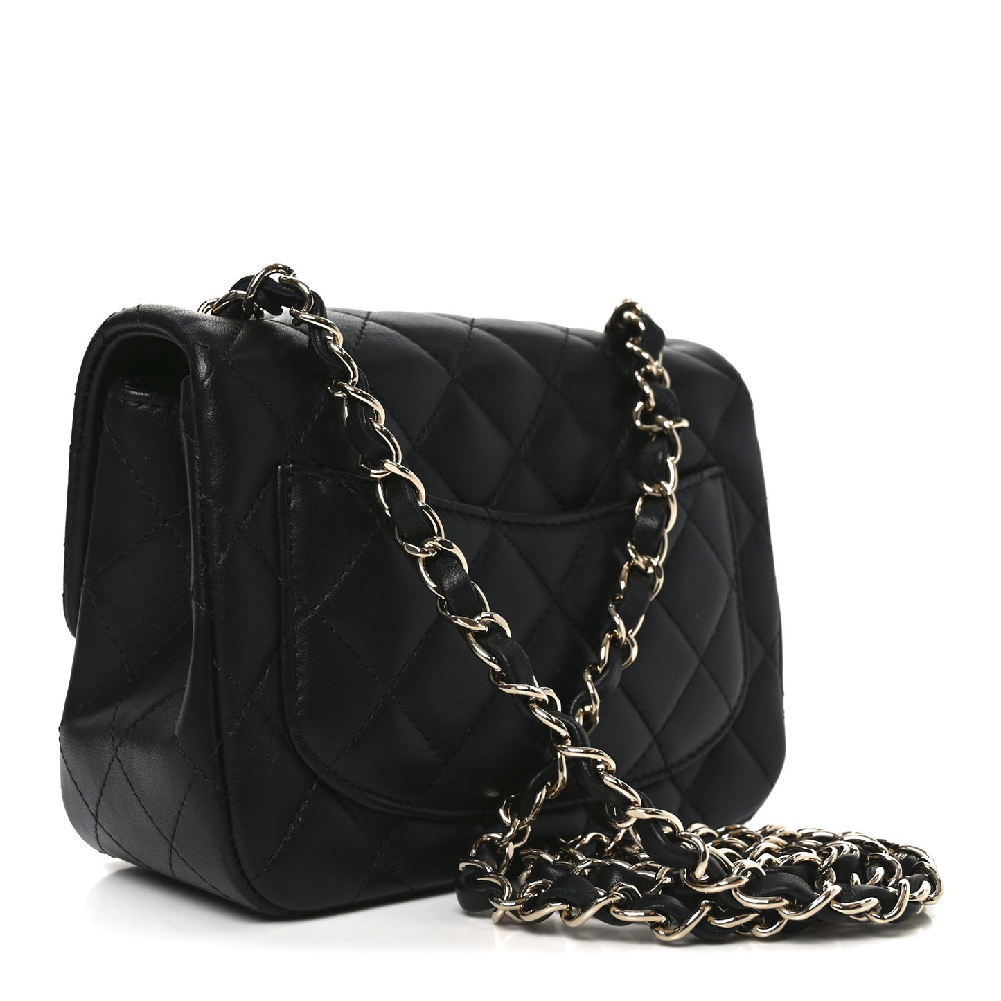 Lambskin Quilted Mini Square Flap Black