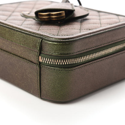 Chanel Iridescent Caviar Quilted Medium CC Filigree Vanity Case Green 7 of 11
