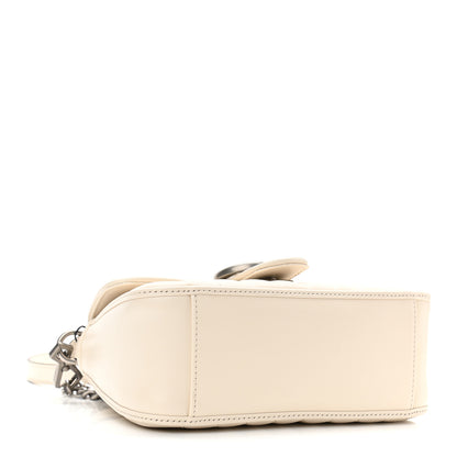 Gucci Calfskin Matelasse Aria Mini GG Marmont Top Handle Shoulder Bag Mystic White 3 of 10