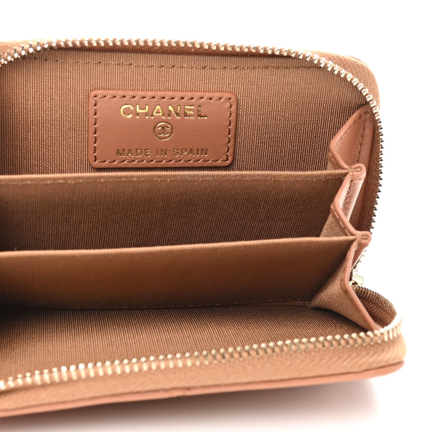 Chanel Lambskin Quilted Chanel 19 Zip Around Coin Purse Wallet Brown 5 of 8