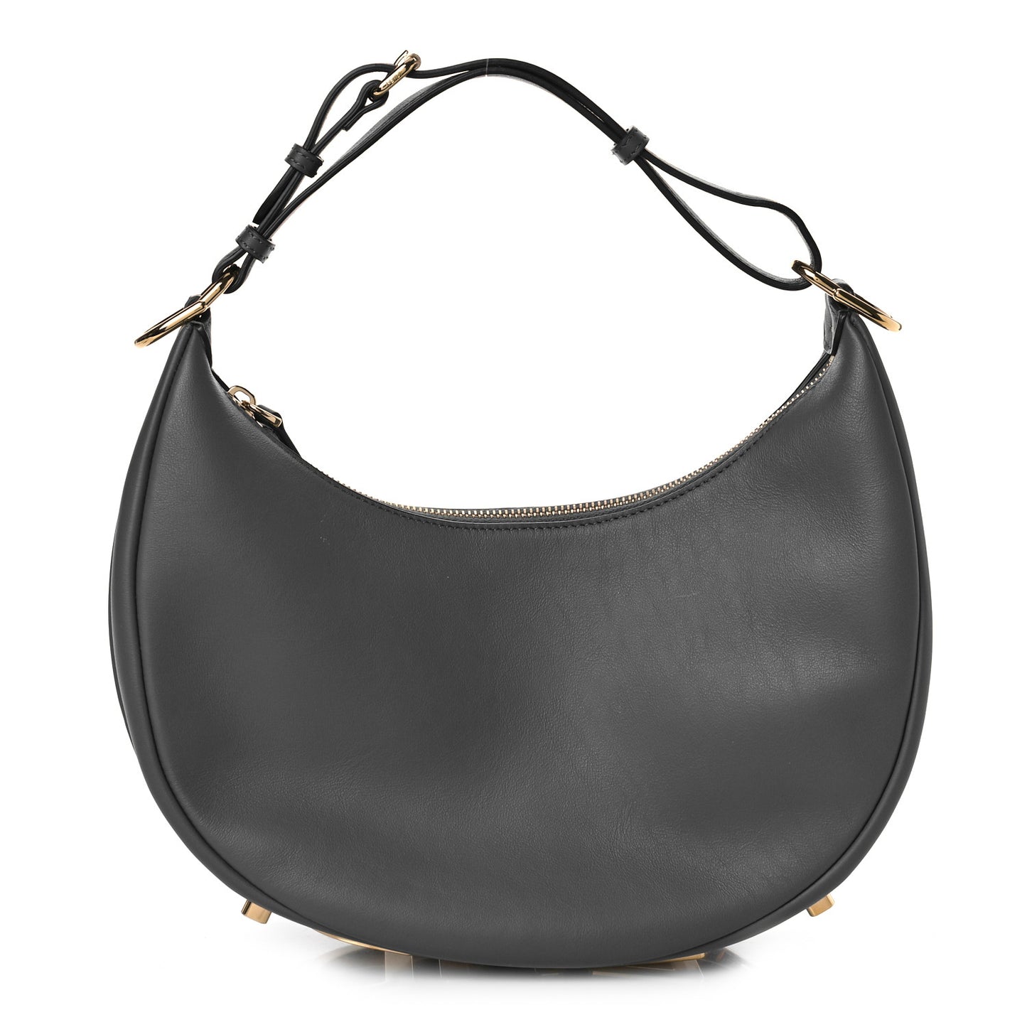 Vitello Grace Matte Small Fendigraphy Hobo Bag Anthracite