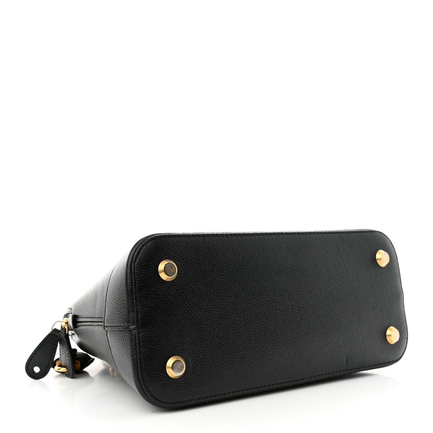 Grained Calfskin Logo S Ville Top Handle Bag Black White