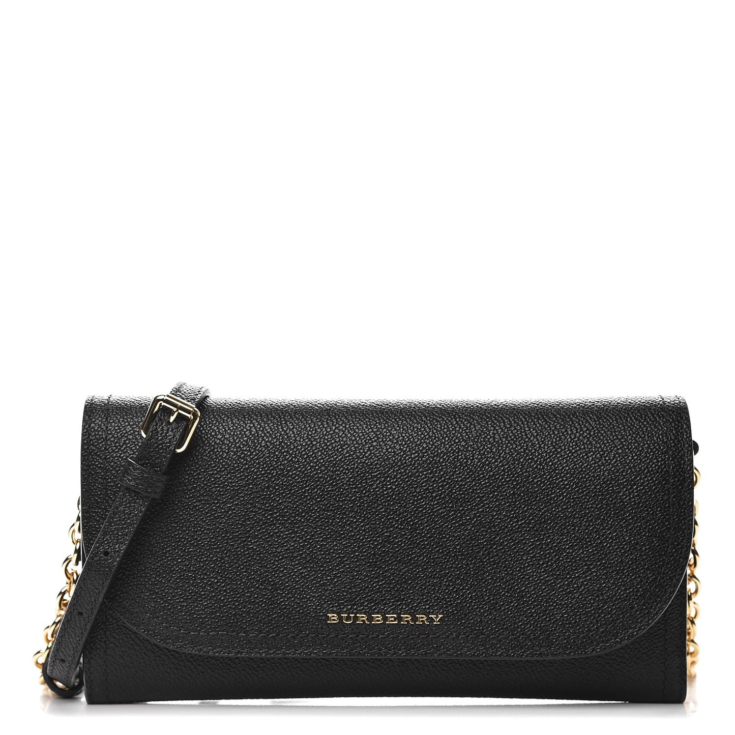 Grainy Calfskin Henley Wallet On Chain Black