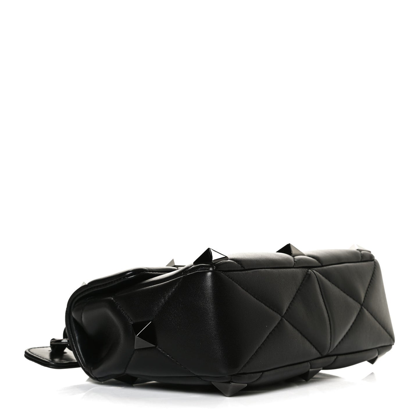 Nappa Monochrome Medium Roman Stud Shoulder Bag Black