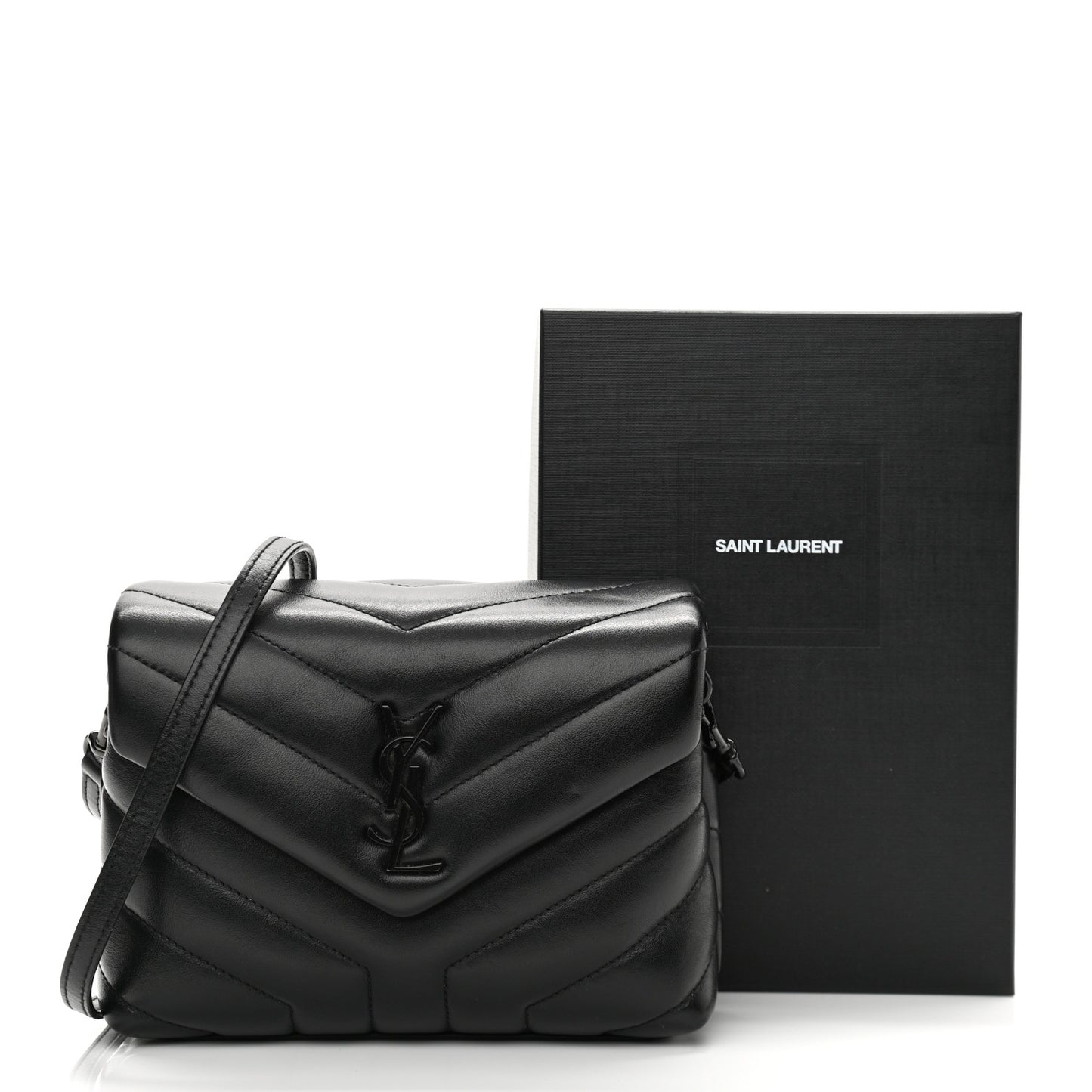 Calfskin Y Quilted Monogram Toy Loulou Crossbody Bag Black