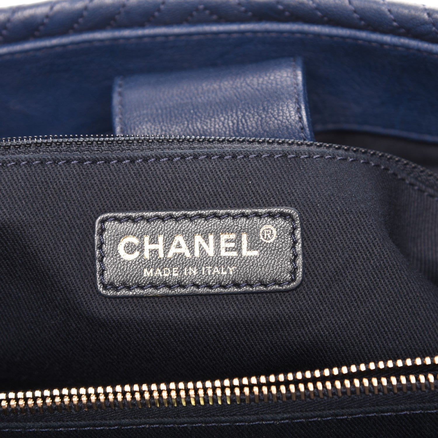 Chanel Wrinkled Lambskin Chevron Quilted Large Surpique Tote Navy Blue 7 of 8