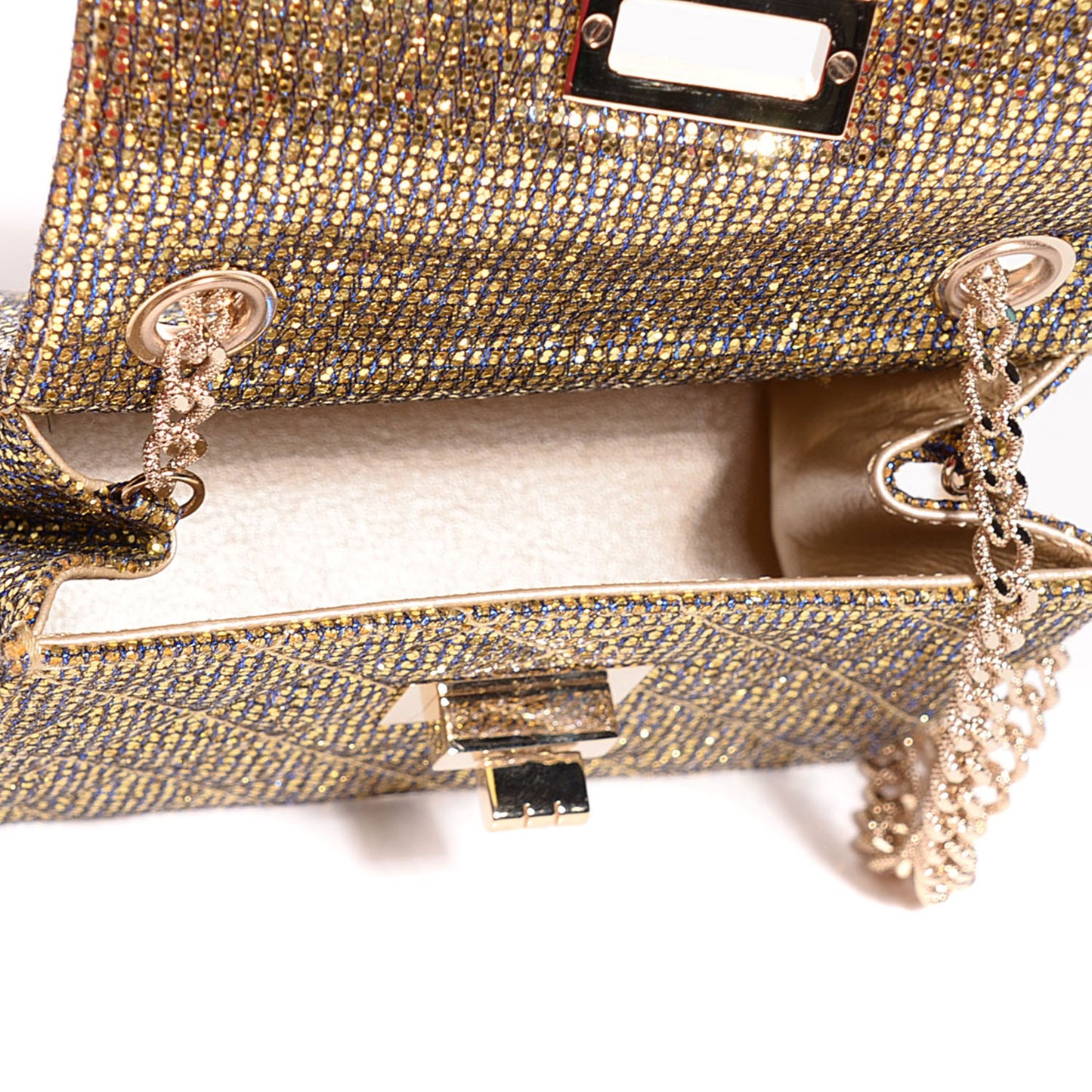 Crystal Quilted Mademoiselle Evening Flap Gold