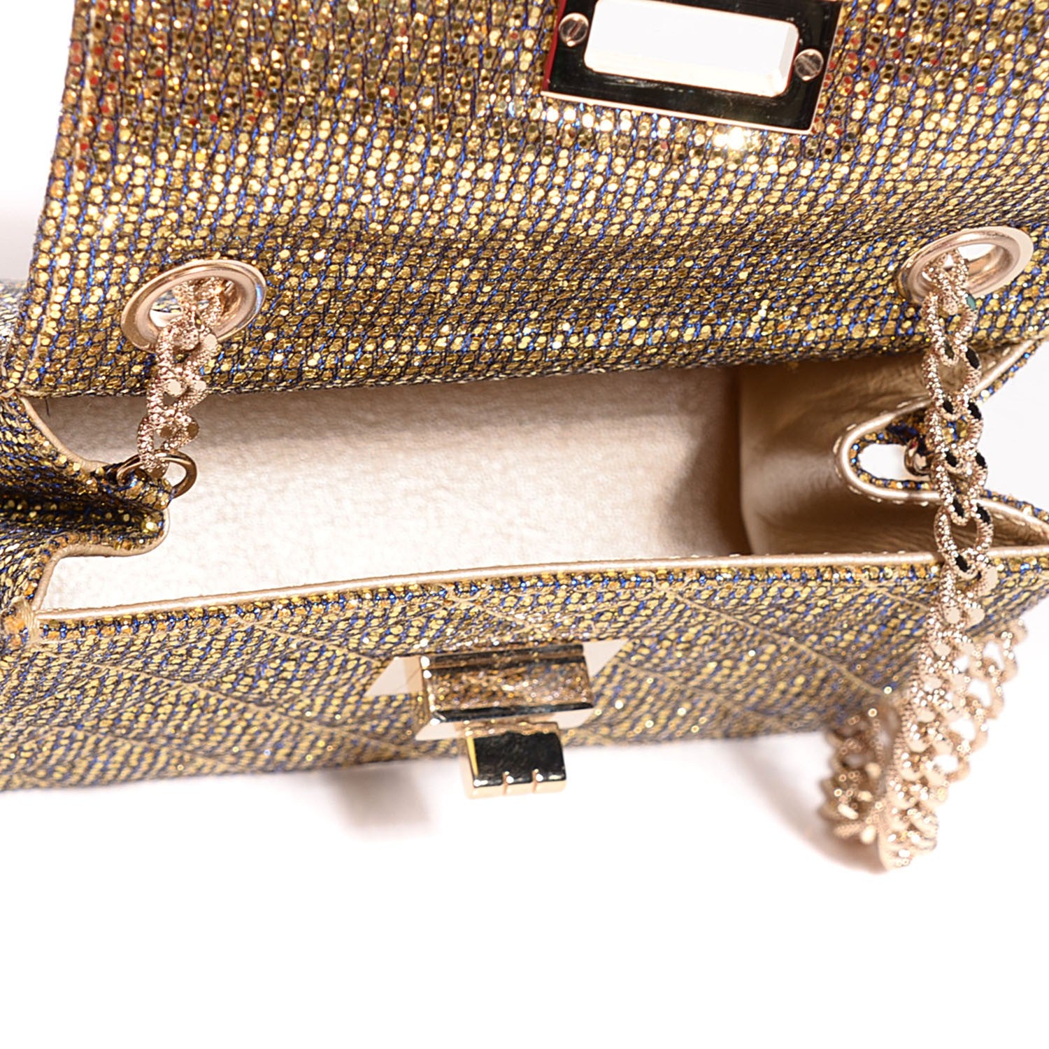 Chanel Crystal Quilted Mademoiselle Evening Flap Gold 5 of 8