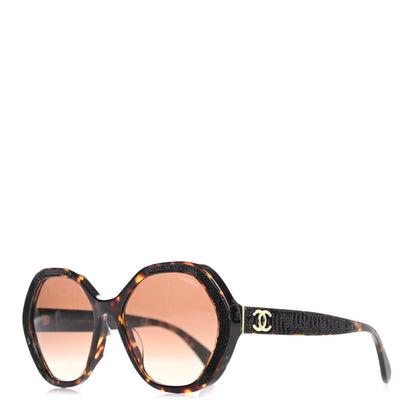 Chanel Acetate Sequin Round Sunglasses 5451-A Dark Tortoise 1 of 4