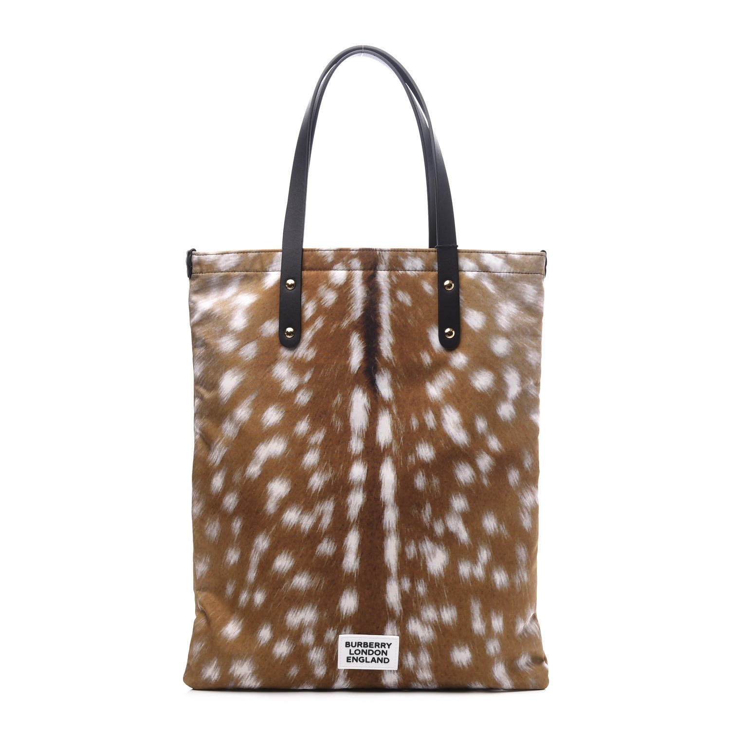 Burberry Nylon Deer Print Flat Tote Bag Black Brown 1 of 10