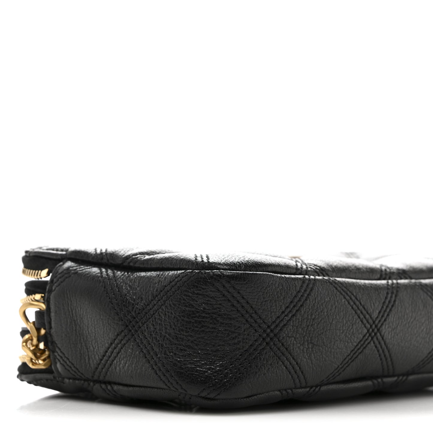 Grained Lambskin Quilted Mini Becky Double Zip Bag Black