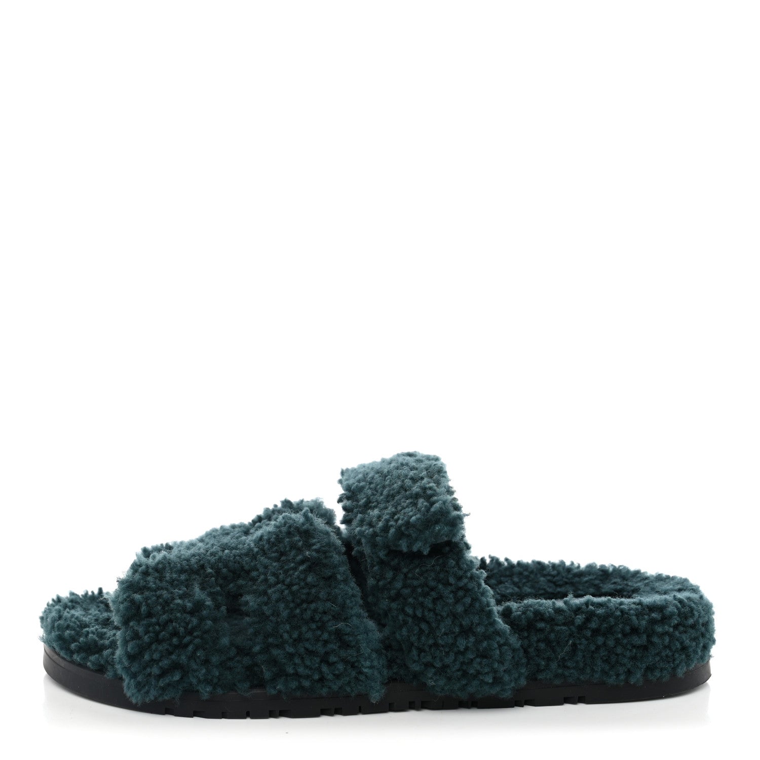 Hermes Woolskin Womens Chypre Sandals 38 Vert Anglais 1 of 9