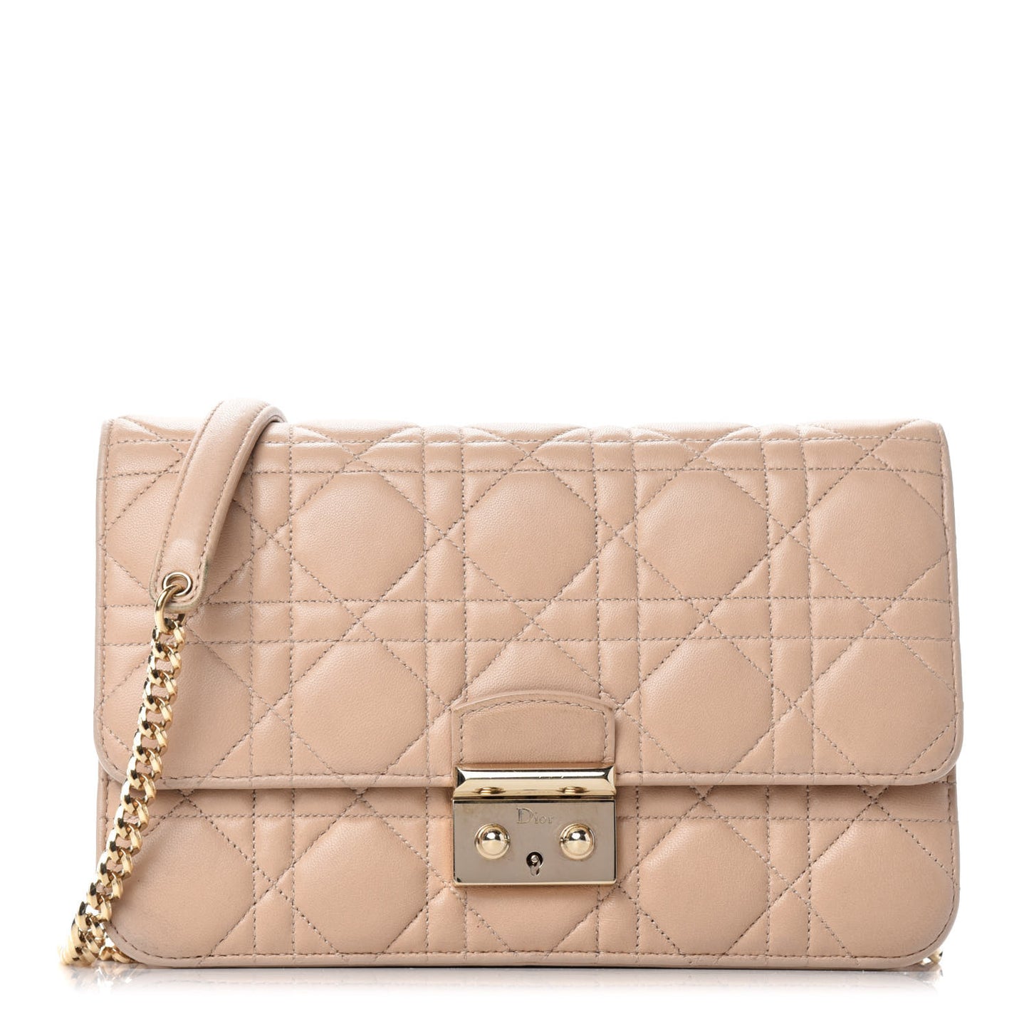 Lambskin Cannage Miss Dior Promenade Pouch Beige