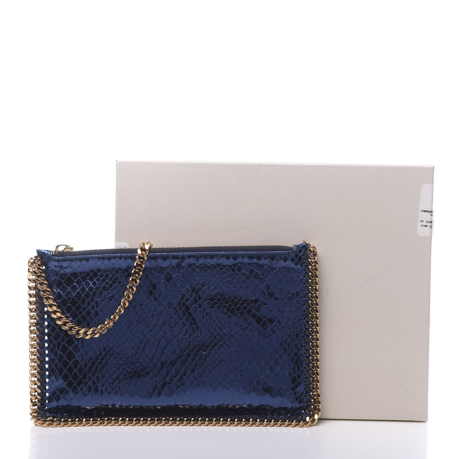 Stella McCartney Metallic Faux Snakeskin Falabella Clutch Blue 11 of 11