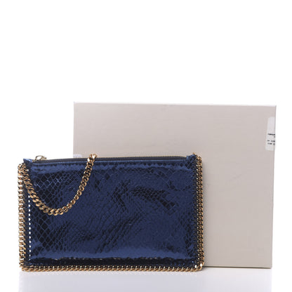 Stella McCartney Metallic Faux Snakeskin Falabella Clutch Blue 11 of 11