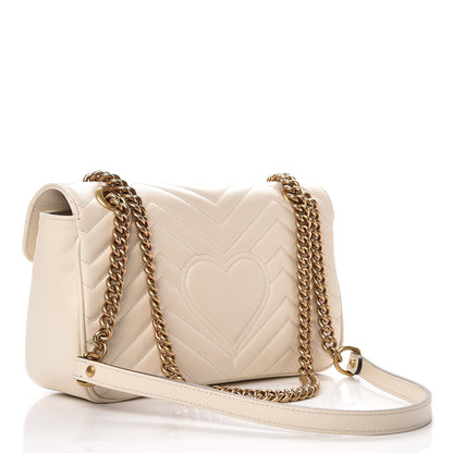 Gucci Calfskin Matelasse Small GG Marmont Shoulder Bag White 3 of 9