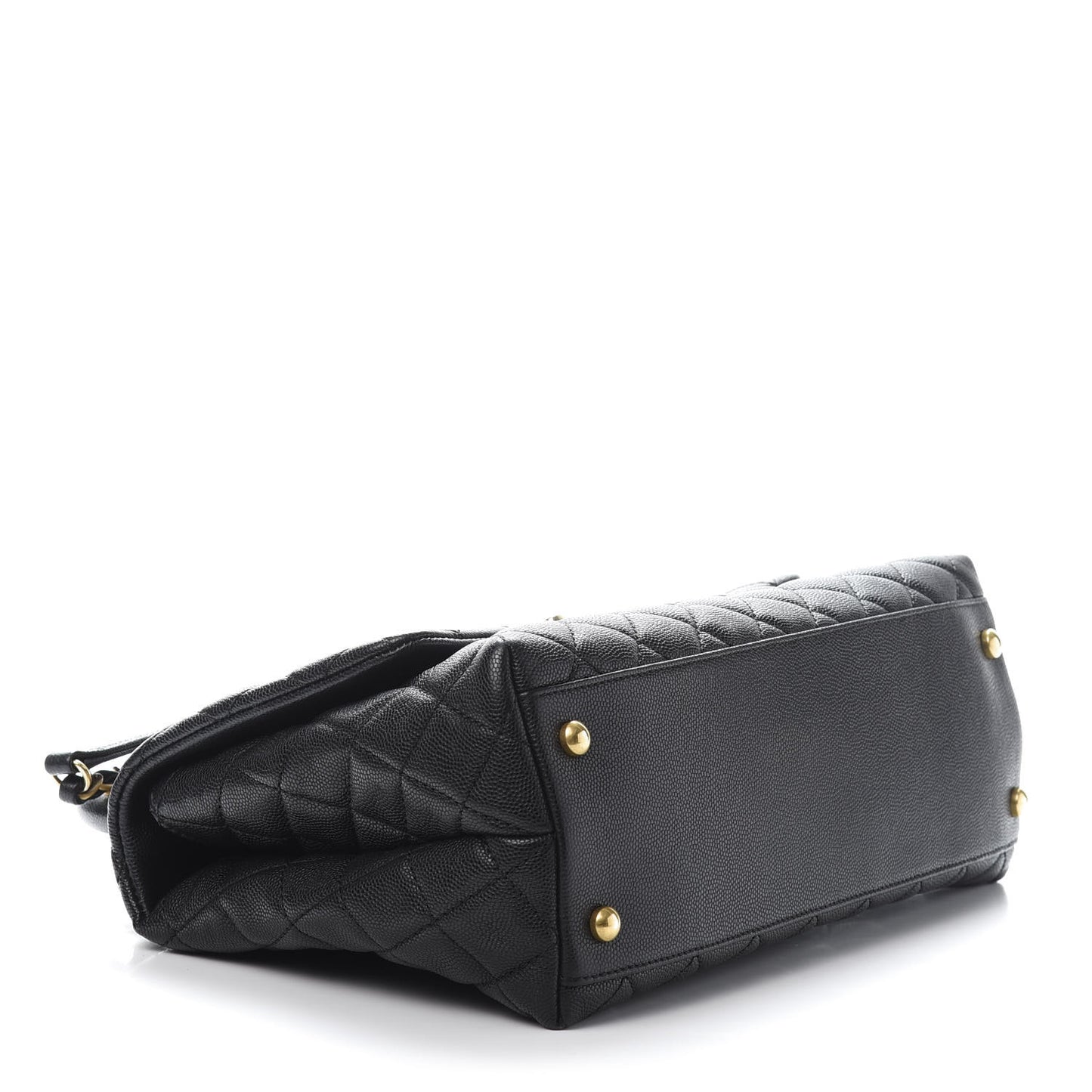 Caviar Quilted Small Coco Handle Flap Black