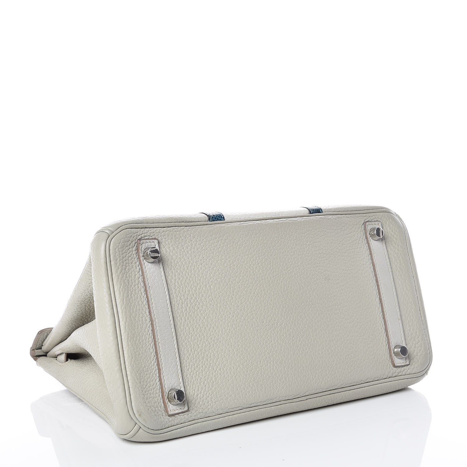 Hermes Taurillon Clemence Lizard Club Birkin 30 Gris Perle White Mykonos 5 of 38