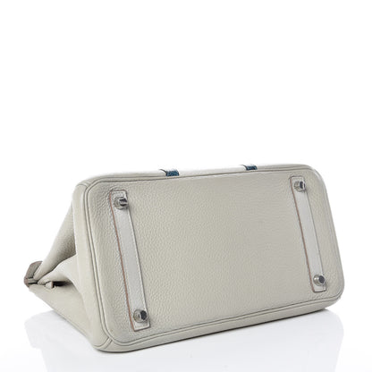 Hermes Taurillon Clemence Lizard Club Birkin 30 Gris Perle White Mykonos 5 of 38